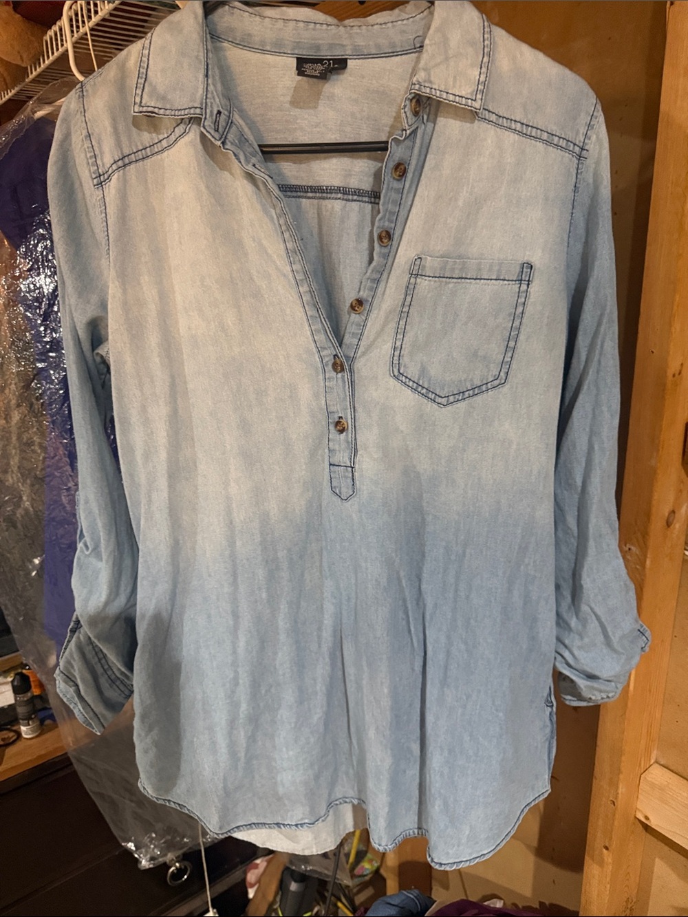 Rue21 Light Blue Denim Tunic Shirt
